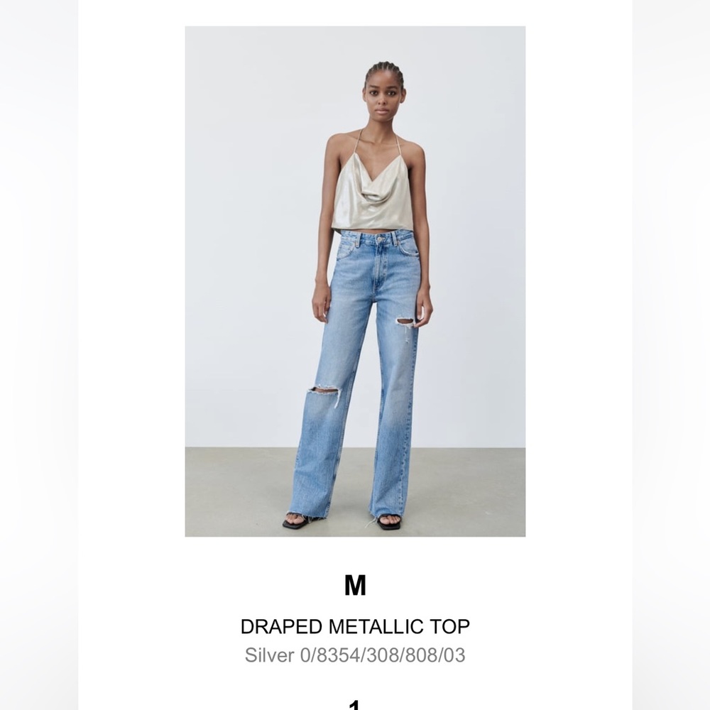 ZARA Draped Metallic Top, Satin Camisole size M